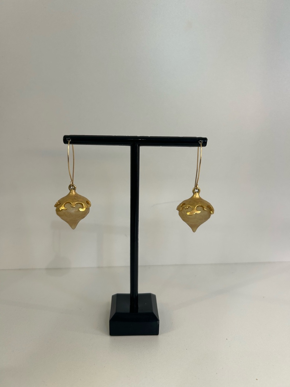 Vintage Karl Lagerfeld Wire Capped Glass Kiss drop Earrings